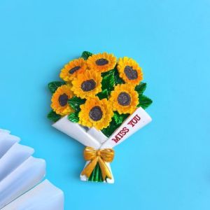 JAYQQ Ba chiều dán tủ lạnh hình hoa Nhựa Hoa hướng dương và hoa hồng. Miếng dán tủ lạnh 3D Quà tặng Hình dáng chân thực. dán tủ lạnh Trang trí nhà bếp