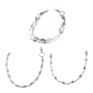 Hip Hop Lightnings Punk chuỗi bên Trên Quần Jean Quần Túi Xách Cho Cô Gái Quần chuỗi dây đeo trên người Đường Phố Quần Áo Đồ Trang Sức