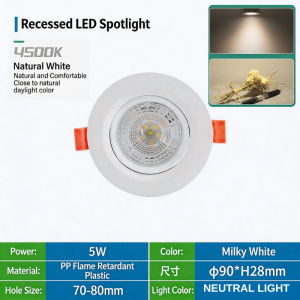 LED 3W 5W Recessed Spotlight Adjustable Downlight Home Lighting Room Ceiling Lights Tri colo