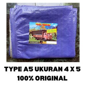 TERPAL PLASTIK A5 UK 4x5 BIRU SILVER BAHAN KOREA CAP TRUK FUSO
