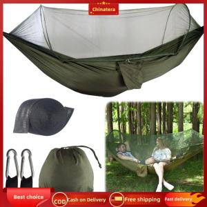 [Chinatera Malll]Portable Hammock with Mosquito Net Hammock Tent with Tree Straps Hammock Bed for Outdoor Backpacking Backyard Hiking