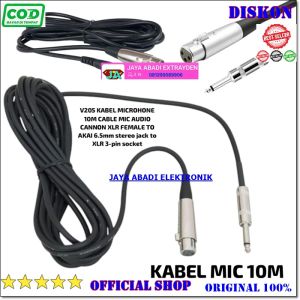 V205 ORI KABEL MICROHONE 10M AKAY AUDIO CANNON XLR FEMALE TO AKAI MONO 10 METER KABLE CABLE CANON MI