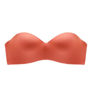 INTIMA Strapless Bra For Women Tube Top Style Wireless Thin Cup Push Up Underwear Non-Slip Invisible Seamless Bras Plain Color Glossy Wedding Party Bralette
