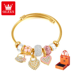 OLEVS women luxury fashion bracelet heart diamond alloy charm bracelets with free gift box