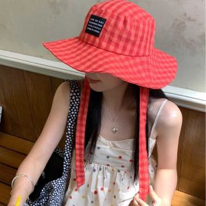 JULIA Thắt Dây Mũ ngư dân đi bộ đường dài Lưới nhỏ Chống nắng Mũ che nắng dây rút Thoáng khí Vành Lớn Mũ đi bộ đường dài kẻ sọc Famale