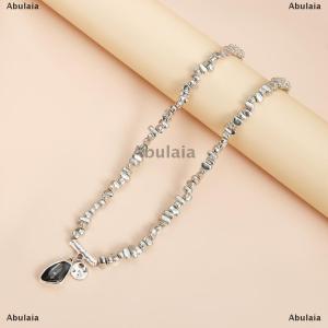 [COD] Abulaia 1 2Pcs Fashion Elegant Metal Pendant Necklace Irregular Necklaces Bracelet Cutting Metal Glitter Pendant Creative Jewelry Set
