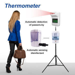 K3X Digital Counter Noncontact Thermometer Automatic Scan Wall Mounted temperature sensor temperature scanner Infrared Forehead Thermometer with Digital Counter Noncontact Temperature Measurement Tool with Fever Alarm and 2.1M Stand Tripod