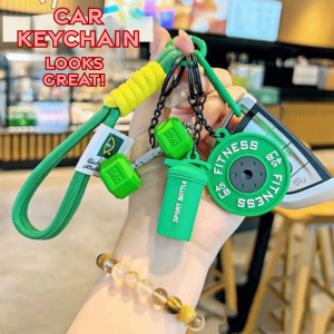 RGFV Water Cups Barbell Plates Keychain  Kettlebell Fitness Series Pendant Hanging Decor INS Simulation Dumbbells Keyring Fitness Prople