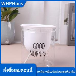 WHPHous กระถางดอกไม้ไฮโดรโปนิกส์ใส่น้ำอัตโนมัติกระถางดอกไม้พลาสติกสองชั้นใสรดน้ำด้วยตัวเองสำหรับสำนักงาน