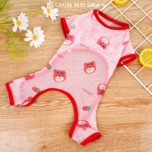 Áo liền quần có tay cho Chó Mèo bằng vải lưới mịn siêu thoáng mát (mẫu mới) - Hara Pet Store