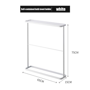 Elegant Chrome Plated Free-Standing Towel Rack with Chrome Hooks Waterproof Bathroom Towel Holder