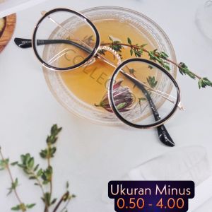 Kacamata Minus AntiRadiasi Vintage Korean style Wanita pria 0.50/4.00 Free Box Dan Lap Pembersih