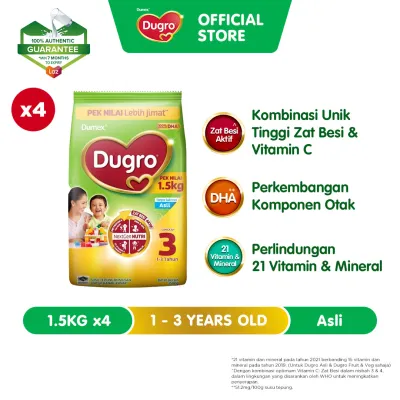 Dumex Dugro Step 3 Original/Asli Growing Up Milk Formula 1 - 3 years 1.5kg x 4 (Susu Milk Powder 奶粉)