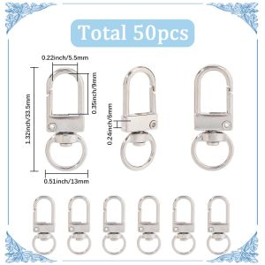 50Pack Alloy Lobster Claw Clasps DIY Bag Buckle 360°Swivel Key Rings Accessories Trigger Snap Hooks