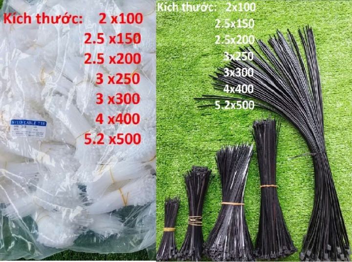 [1 Kg] Dây Rút Nhựa - Dây Thít Nhựa Trắng/Đen 10cm 15cm 20cm 30cm 40cm ...
