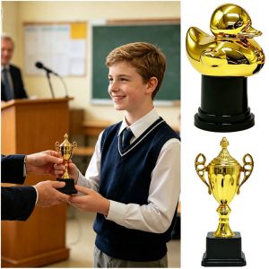 OUREAL Mini Size Trophy Cup Plastic Gold Victory Cup Creative Winner Trophy Sports Trophy Football Soccer