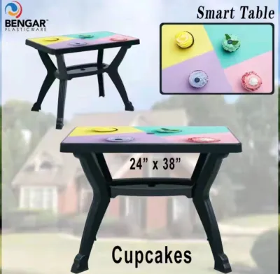BENGAR PLASTICWARE PORTABLE TABLE SMART TABLE with Umbrella hole Size: 24*38/90CM*60CM*7CM