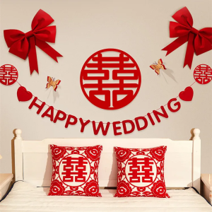 Dekorasi Kamar Sangjit / Dekor Hiasan Kamar Wedding / Dekorasi Dinding Shuang Xi 1 SET
