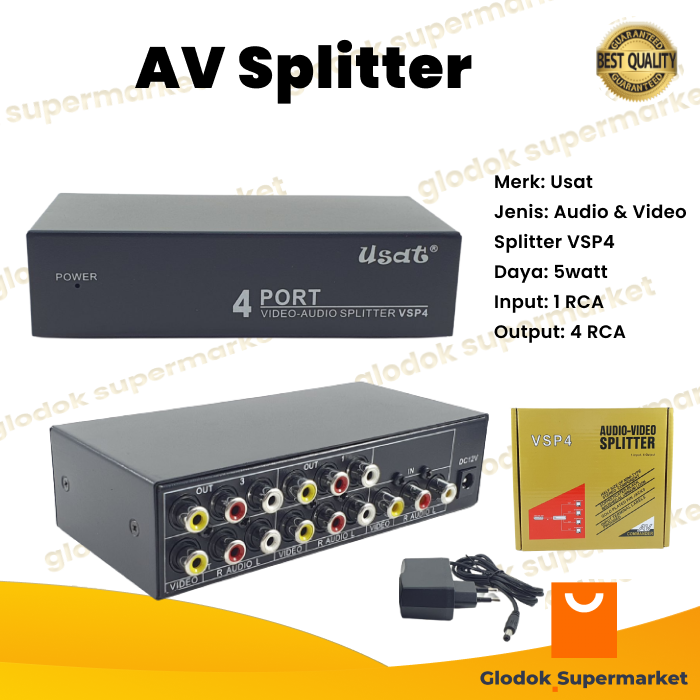 AV Splitter 4 Load USAT Audio Video Spliter VSP4 4 Port | Lazada Indonesia