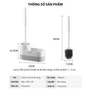 Chổi Cọ Toilet Silicol Cọ Rửa Nhà Vệ Sinh OENON Kèm Giá Đỡ Chổi Cọ Chà Sàn Dán Tường Thông Minh