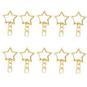 Pack of 10 Stylish Star Key Rings with Figure 8 Shape Portable Keychain Hook Alloy Texture Perfect for Everyday Use