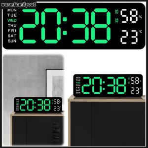 【warmfamilyou1】 Digital Alarm Clock Electronic Wall Clock Large Number Display USB Charging Dual Alarm Clock Multifunctional for Bedroom