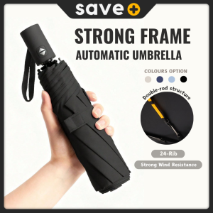 SAVE Large Automatic Umbrella 24-Rib UV Protection Windproof Umbrella Payung Automatik Lipat Payung Tahan Angin 折叠雨伞 OUT04