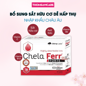 Chela Ferr Forte - bổ sung sắt cho bà bầu - bổ máu từ sắt hữu cơ cho mẹ bầu trước và sau sinh có acid folic Chelafer Hộp 30 viên nhập khẩu Thomsoncare