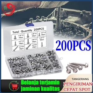 200 Buah M4.2 M4.8 410 Baja Tahan Karat Luar Kepala Heksagonal Sekrup Pencuci Pengeboran Sendiri dengan Karet Baut Kait Penyadapan