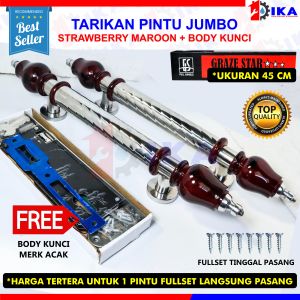 TARIKAN GAGANG HANDLE PINTU UTAMA MEWAH ELEGAN (SISIK NAGA 1PSG + BODY KUNCI PINTU SET)