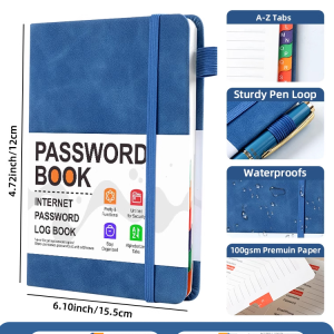 Password Log PU Leather Large Size Website Address Password Keeper Book Organizer Multi-color Privacy Log Record Office Supplies