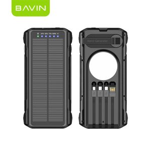 BAVIN PC1250 40000mAh PD 22.5W Fast Charging Portable Hand-Crank Charge+Solar Powerbank w/ Built-in Cables for Outdoor