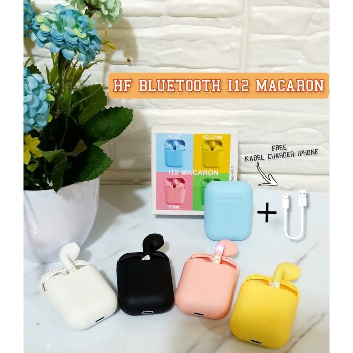 Headset Handsfree/Bluetooth i12 macaron Non Kabel Charger Lazada