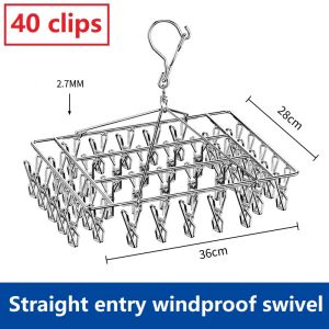 40 Clips Drying Rack Stainless Steel Sock Underwear Cloth Hanger Laundry Dryer Hangers