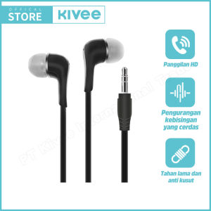 KIVEE Earphone asli Antarmuka 3.5mm Headset Music Super Extra Bass Handsfree Earphone Mini Earbuds In Ear Cocok untuk Apple/Samsung/Xiaomi/HTC Nokia dan produk digital antarmuka 35 lainnya HIFI High-definition Speaker Satu Klik untuk Berbicara Penguranga