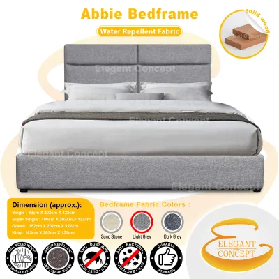 EC (A-Series) Bedframe Divan / Katil - Full Solid Wood Structure (Water Repellent Fabric) Single / S.Single / Queen / King