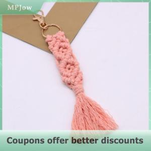 【MPJow】 Boho Style Macrame Braided Keychain With Lobster Claw Cord Wristlet Bracelet Keyrings Lanyard Key Fob Strap Women Accessories