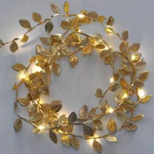 2M 5M 10M LED Golden Leaves Green Plant Maple Leaves String Fairy Colorful Lights For Wedding Birthday Party Decoration Home Garden Artificial Plant Garland Vine Light