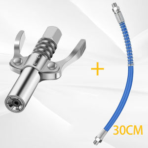 ApeaxFortis-Double Handle Locking Pliers High Pressure Grease Nipple Gear Nozzle Pliers Coupler Heavy-Duty original locking grease coupler Quick Lock and Release Stainless Steel NPTI/8 Leak-Free Grease Tool Tip Grease goes in + 30cm Hose Set