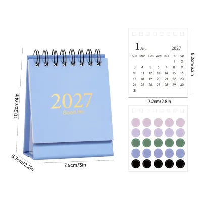 ALBIN English Calendar Monthly Calendar Jan 2027 Through Jun 2028 with Sticker Desk Flip Calendar Premium Foldable Desktop Calendar Business Planning