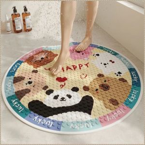 เสื่อห้องน้ำ เนื้อจุดฝ้า แผ่นอาบน้ำ กันน้ำ วัสดุพีวีซี มั่นคงและมั่นคง น่ารัก ทารกและเด็ก ระบายน้ำ