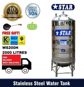 Star 304 Stainless Steel Water Tank Slim & Tall With Stand 850 - 5000 Litres