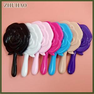 ZHUHAO กระจกโต๊ะเครื่องแป้งแบบมือถือกระจกแต่งหน้าทรงดอกกุหลาบสไตล์วินเทจกระจกขนาดกะทัดรัดสำหรับผู้หญิง