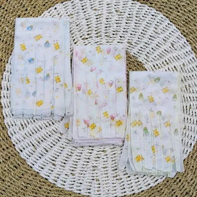3 Pcs Dan 6 Pcs Gurita Tali Bayi Putih Print