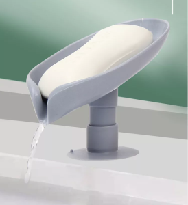 ACB Soap Box Sink Soap Drain Holder Tray Plastic Creative Sponge Cleaning Brush Drying Case Bathroom Leaf Shape Rack Upgrade Suction Design
