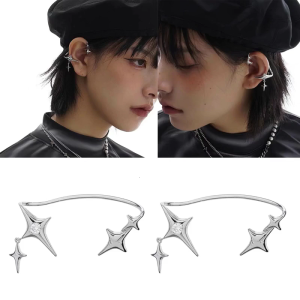 Fashion Star Clip Earrings Sparkling Ear Cuff Gift Simple Climber Earrings Wrap Party Drop Earrings