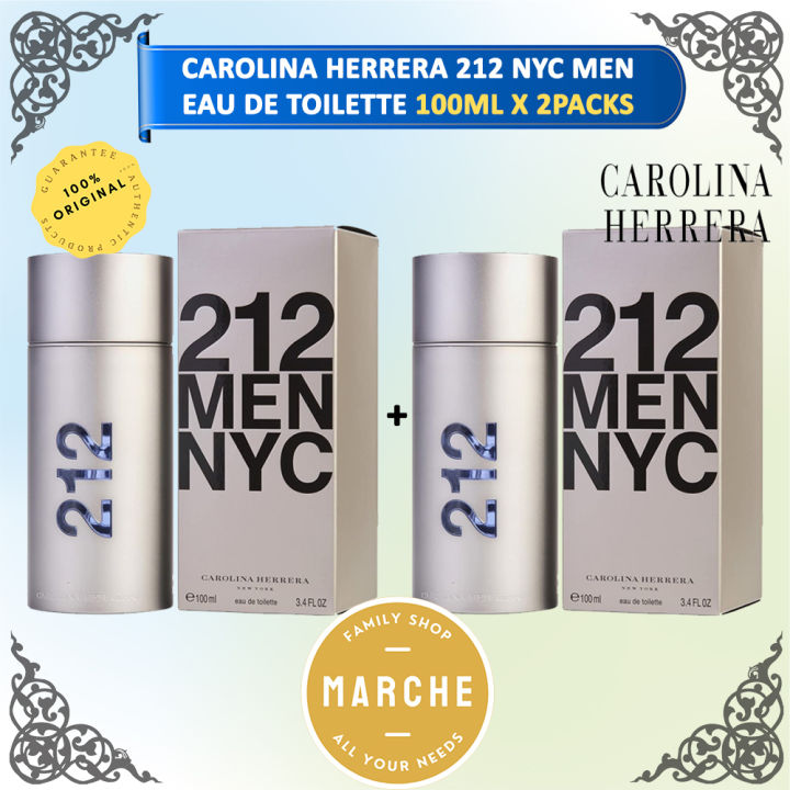 2x CAROLINA HERRERA 212 Nyc Men Eau De Toilette Spray 100ml #Marche Family Shop#
