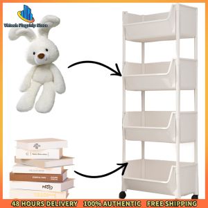 Vktech Kitchen and Office Plastic Storage Cart with Wheels Durable and Lightweight Rolling Organizer with Multiple Tiers