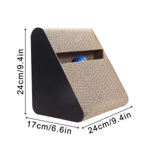 CHENJIE 1pc Wear-resistant 2 in 1 Cat Scratcher ​Rotating Ball​ Triangles Shaped Cardboard Scratcher  Vertical Climbing Frame​