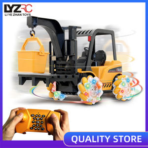 LYZRC RC Car Excavator Toy Truck Engineering Car Alloy Plastic Remote Control Forklift Crane RTR for Kids Christmas Gift